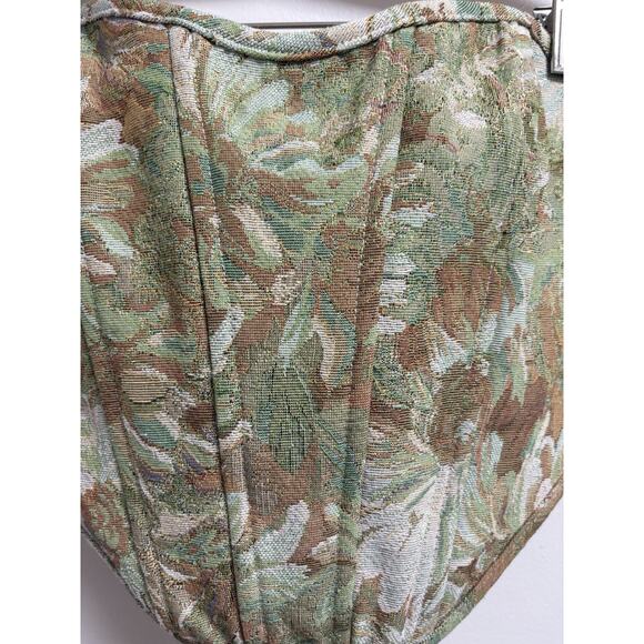 TIC TOC Floral Tapestry Corset Top S Lace-Up Bustier Brocade Cottagecore - Picture 3 of 4